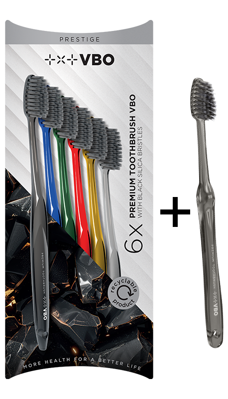 VBO Subscription Program – 6-Pack: Premium Toothbrushes – PRESTIGE LINE for Adults - Mixed Gems, 6